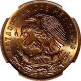 Mexico Bronze 1966 Mo  20 Centavos NGC MS66 RB TOP GRADED GEM BU KM# 440 (014)