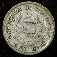 Guatemala Silver 1948 5 Centavos KM# 238.1  (24 440)