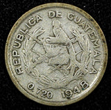 Guatemala Silver 1948 5 Centavos KM# 238.1  (24 440)