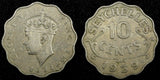 Seychelles George VI Copper-Nickel 1939 10 Cents Mintage-36.000 KM# 1 (24 954)