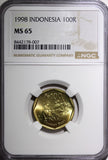 INDONESIA 1998 100 Rupiah Buffalo Racing NGC MS65 GEM BU KM# 53 (007)