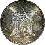 France Silver 1977 50 Francs "Hercules" UNC Toned Mint Luster KM# 941.1 (128)