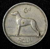 Ireland Republic Copper-Nickel 1964 6 Pence Wolfhound  KM# 13a (28 376)