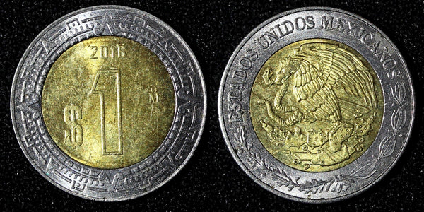 Mexico ESTADOS UNIDOS MEXICANOS Bimetallic 2015 1 Peso KM# 603 (27 997)