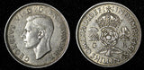 Great Britain George VI Silver 1943 Florin 2 Shillings WWII KM#855 (28 463)