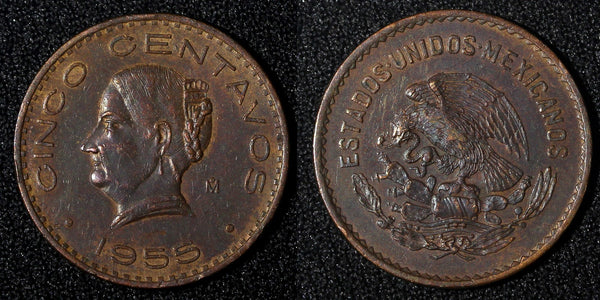 Mexico Bronze 1955 5 Centavos Josefa Ortiz de Domínguez KM# 424 (28 006)