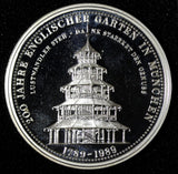 GERMANY Silver Medal 1989 English Garden 200 Years 30g. 42mm Edge"1411" (701)