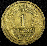 FRANCE Aluminum-Bronze 1940 1 Franc  XF Gad# 470 KM# 885  (24 946)