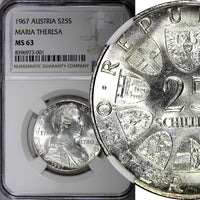 Austria Maria Theresia Silver 1967 25 Schilling NGC MS63 KM# 2901 (01)