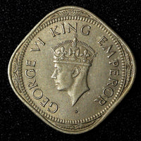 India-British George VI Copper-Nickel  1946 2 Annas Toned KM# 542 (27 610)