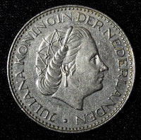 Netherlands Juliana Nickel  1968 1 Gulden 25 mm Royal Dutch KM# 184a  (27 939)