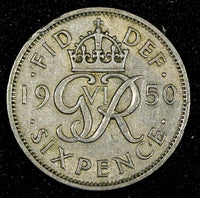 Great Britain George VI 1950 6 Pence KM# 875 (27 388)