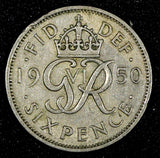 Great Britain George VI 1950 6 Pence KM# 875 (27 388)
