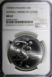 Panama Silver 1970 FM 5 Balboas NGC MS67 Central American Games KM#28 (029)