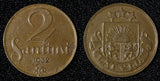 Latvia Bronze 1932 2 Santimi Last Year Type KM# 2 (30 089)