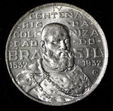 Brazil Silver 1932 2000 Reis 400th Anniversary of Colonization UNC KM# 532 (5)