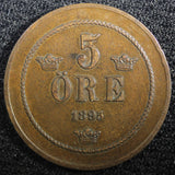 SWEDEN Oscar II (1872-1907) Bronze 1895 5 ORE Mintage-529,000  KM# 757 (23 178 )