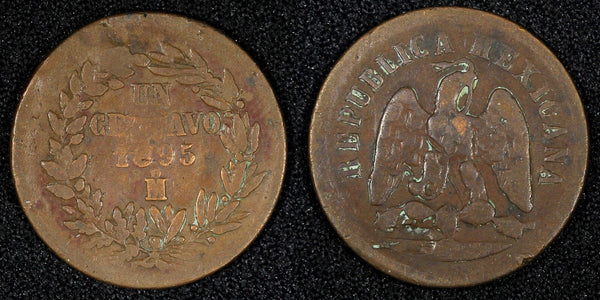 Mexico Copper 1895 Mo 1 Centavo Mexico City Mint KM# 391.6 (27 375)