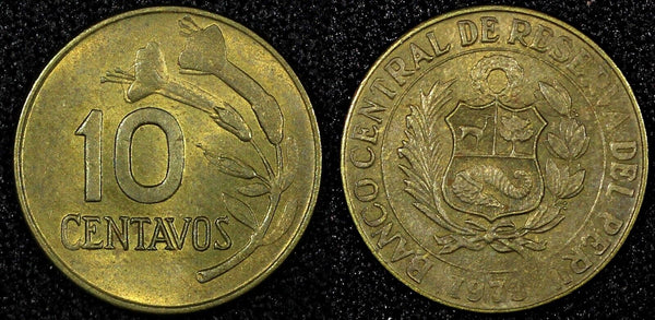 PERU Brass 1973 10 Centavos aUNC KM# 245.3 (25 035)