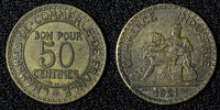 FRANCE Aluminum-Bronze 1921 50 Centimes KEY DATE KM# 884 (27 990)