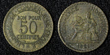 FRANCE Aluminum-Bronze 1921 50 Centimes KEY DATE KM# 884 (27 990)