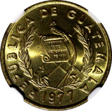 Guatemala Brass 1977 1 Centavo NGC MS66 1 GRADED HIGHEST BY NGC KM# 275.1 (009)