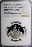 VATICAN Virgin Mary Silver Proof 1984 R 500 Lire  NGC PF68 ULTRA CAMEO KM#184(6)