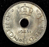 NORWAY Haakon VII  Copper-Nickel 1951 10 Øre Last Year Type BU KM# 383 (24 037)