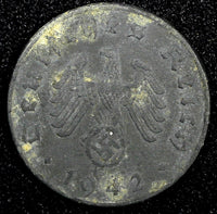 Germany-Third Reich Zinc 1942 A 10 Reichspfennig Berlin Mint WWII KM#101 (257)