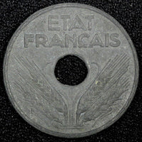 FRANCE  Vichy French State Zinc 1941 20 Centimes WWII Issue 24.5mm KM# 900.1 (1)
