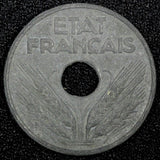FRANCE  Vichy French State Zinc 1941 20 Centimes WWII Issue 24.5mm KM# 900.1 (1)
