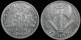 France Aluminum 1944 B 50 Centimes WWII Issue Beaumont Mint KM# 914.2 (24 970)