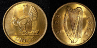 Ireland Republic Bronze 1952 1 Penny Hen with chicks UNC RED KM# 11 (27 725)