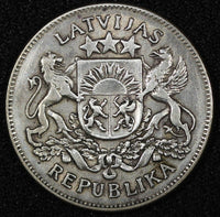 Latvia Silver 1925 2 Lati 2 Years Type 27mm KM# 8 (24 328)