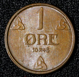 Norway Haakon VII	Bronze 1948 1 Øre GEM BU KM# 367 (30 317)