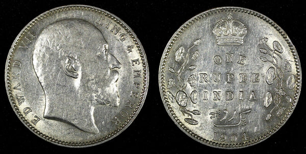 India-British Edward VII Silver 1904 Rupee Silver (.917) 30.6 mm KM# 508 (337)