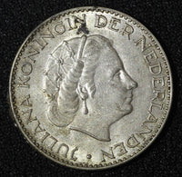 Netherlands Juliana Silver  1955 1 Gulden 25 mm Royal Dutch KM# 184  (27 952)
