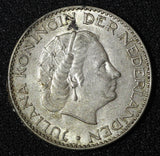 Netherlands Juliana Silver  1955 1 Gulden 25 mm Royal Dutch KM# 184  (27 952)