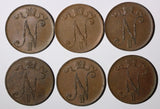 FINLAND Nicholas II Copper 1915 5 Penniä KM# 15 RANDOM PICK (1 COIN) (28 722)