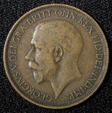 Great Britain George V Bronze 1920 1/2  Penny KM# 809 (28 292)
