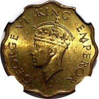 India-British George VI  Nickel-Brass 1943 (C) 1 Anna NGC MS63 KM# 537a (024)