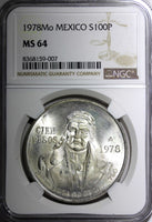 Mexico ESTADOS UNIDOS MEXICANOS Silver 1978 Mo 100 Pesos NGC MS64 KM# 483.2 (07)