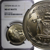 BELIZE 1975 FM $1.00 Dollar Scarlet Macaw NGC MS67 MATTE TOP GRADED KM# 43 (027)