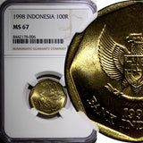 INDONESIA 1998 100 Rupiah Buffalo Racing NGC MS67 GEM BU KM# 53 (006)