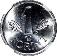 HUNGARY Aluminum 1990 BP 1  Forint NGC MS65 GEM BU KM# 736 (024)