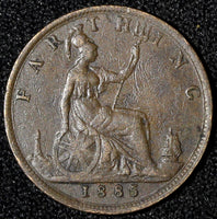 Great Britain Victoria Bronze 1885 Farthing KM# 753  (28 310)