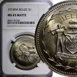 BELIZE 1974 FM $1.00 Dollar Scarlet Macaw NGC MS65 MATTE 1st Year  KM# 43 (029)