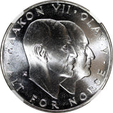 Norway Olav V Silver 1970 25 Kroner NGC MS66 Anniversary of Liberation KM#414(0)