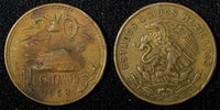 MEXICO  Bronze 1968 Mo 20 Centavos KM# 440 (27 537)