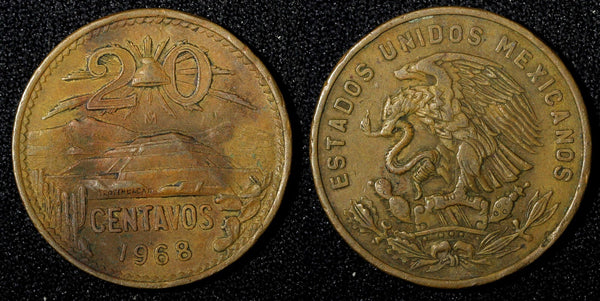 MEXICO  Bronze 1968 Mo 20 Centavos KM# 440 (27 537)